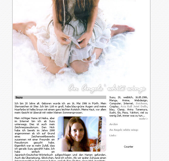 Blog "an angels white wings" 2006 - Screenshot