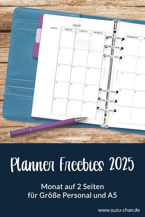 Planner Freebies - Monat auf zwei Seiten 2025