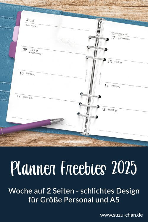 Planner Freebies - Woche auf zwei Seiten - schlichtes Design 2025