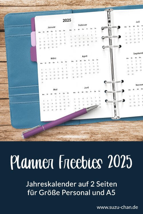 Planner Freebies - Jahreskalender auf zwei Seiten 2025